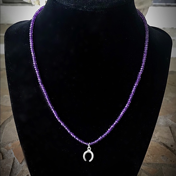 Amethyst necklace with horseshoe charm - Picture 1 of 1